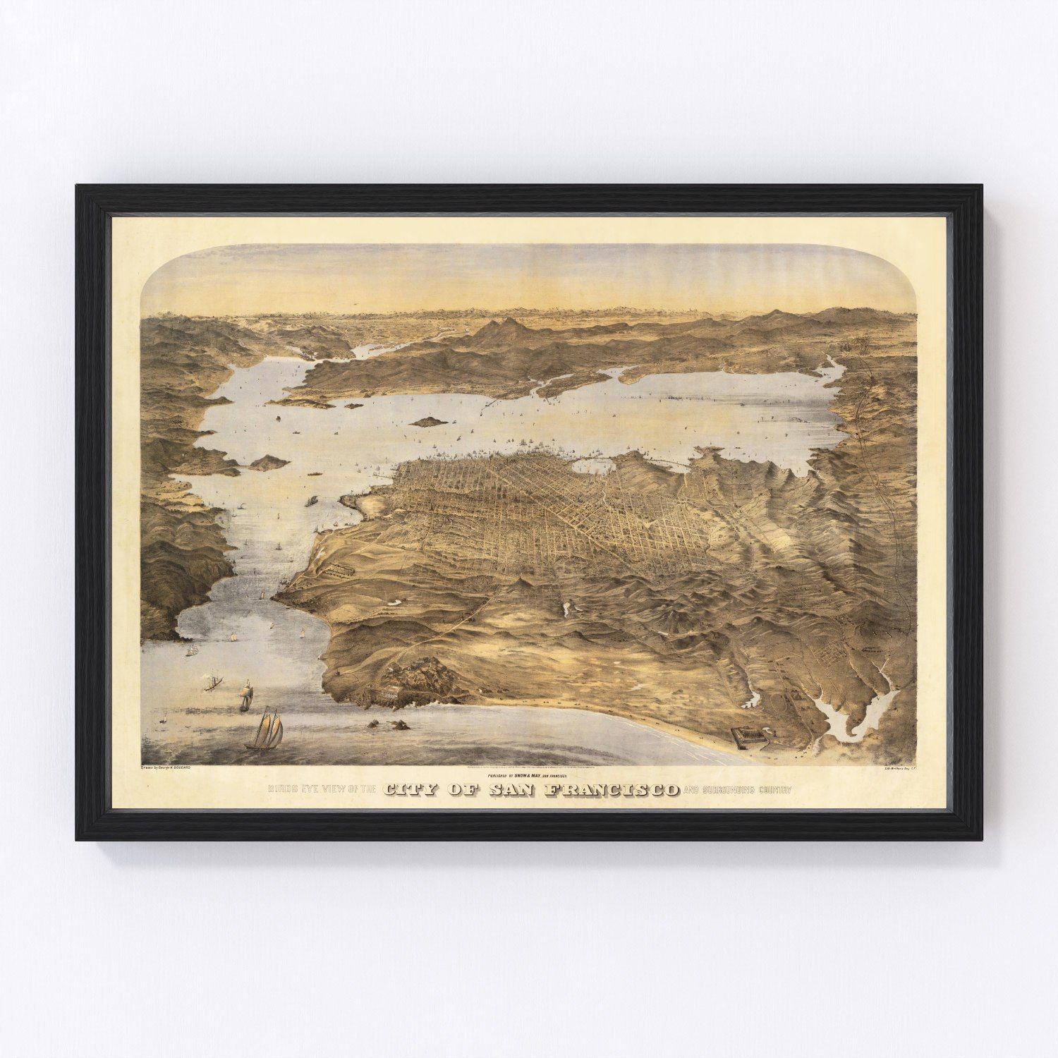 vintage map of San Francisco, California, 1868