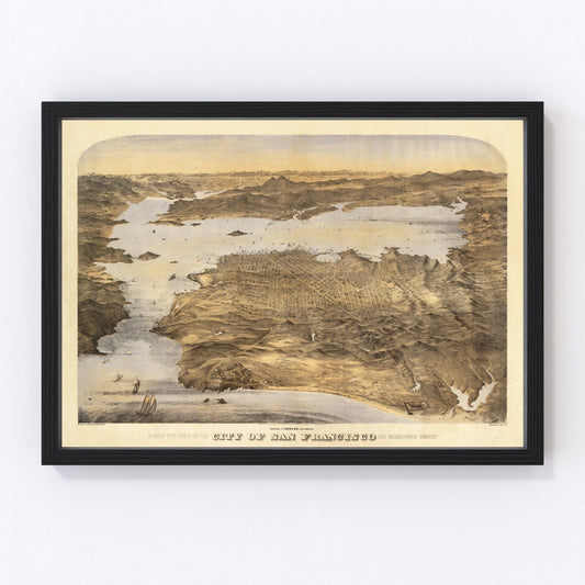 vintage map of San Francisco, California, 1868