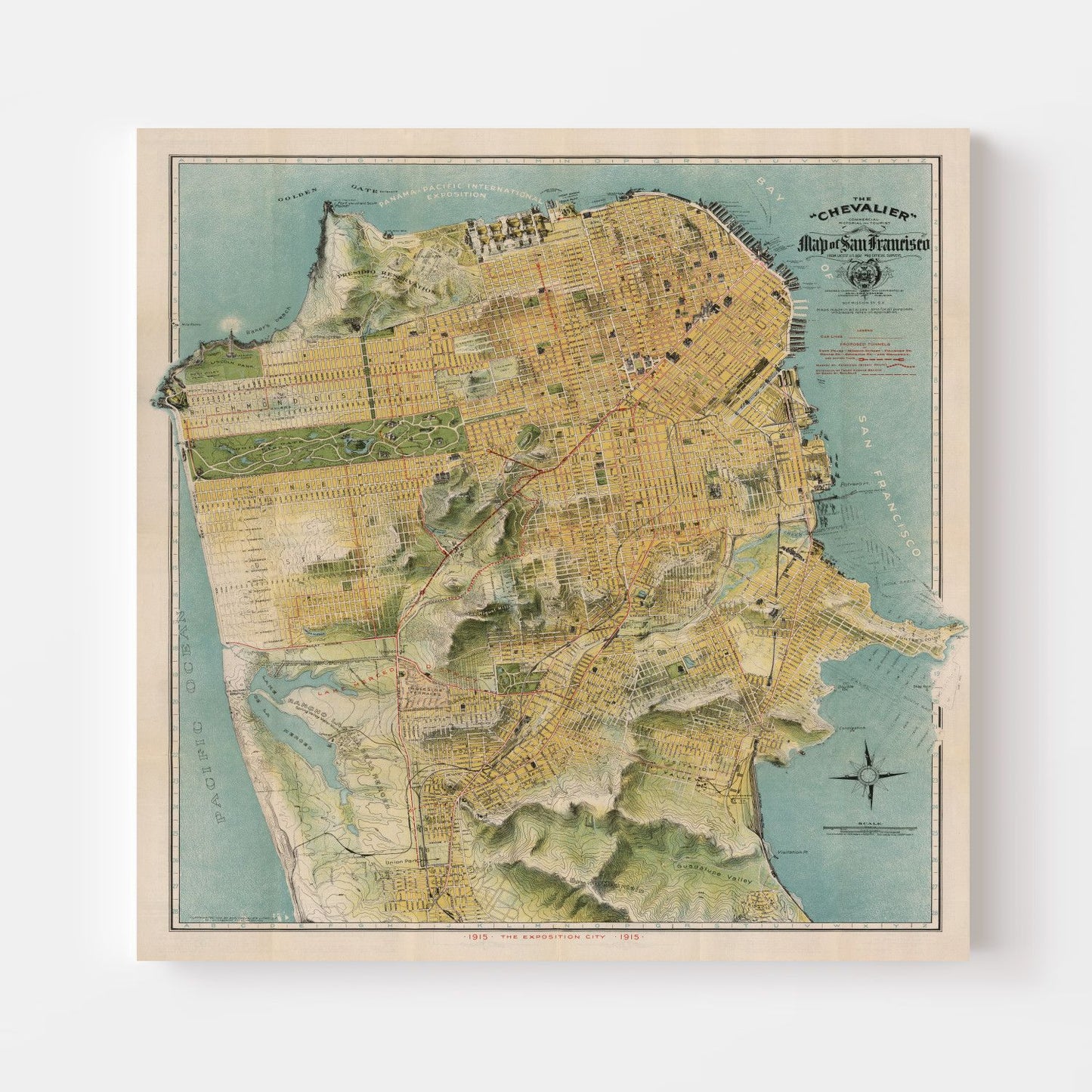 Vintage Map of San Francisco, California, 1915