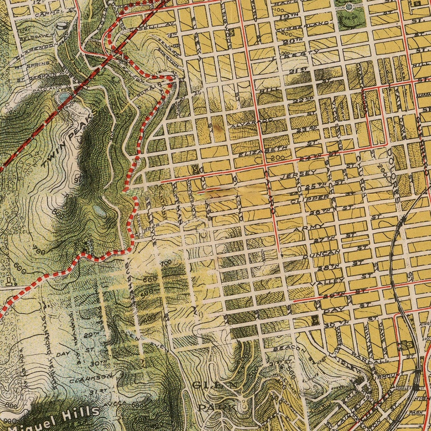 Vintage Map of San Francisco, California, 1915