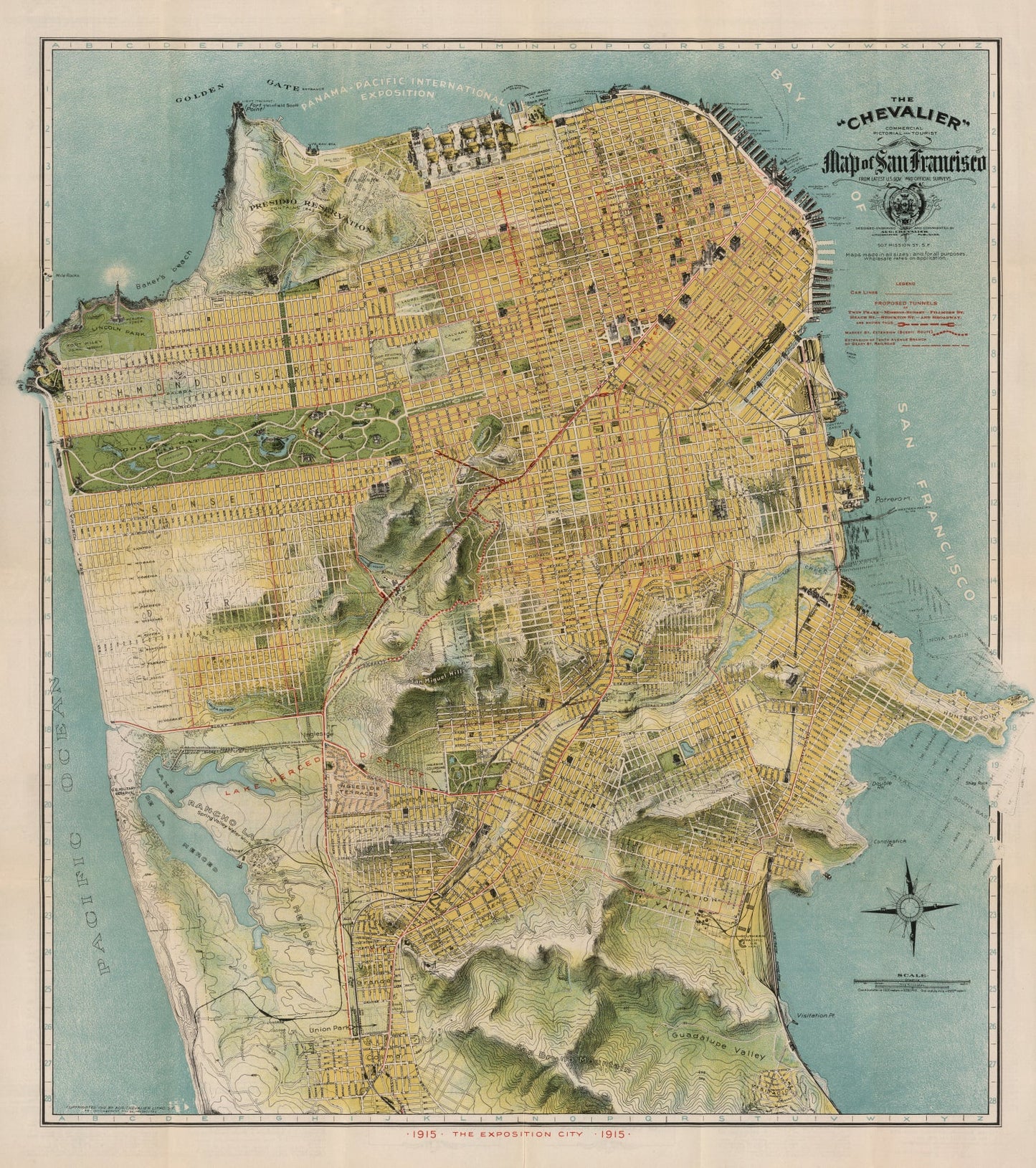 Vintage Map of San Francisco, California, 1915