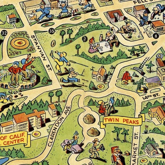 Vintage Map of San Francisco, California, 1952