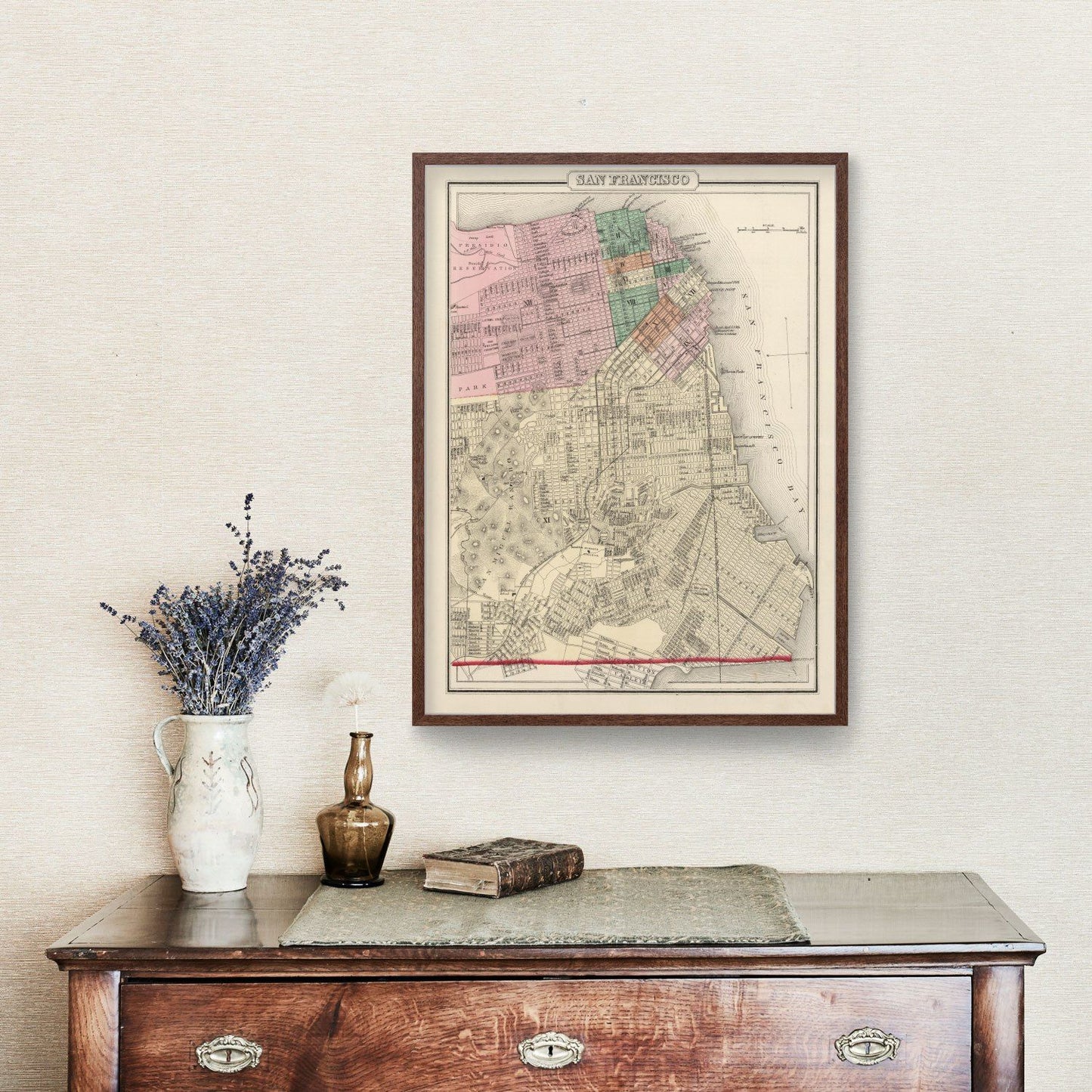 Vintage Map of San Francisco, California, 1874