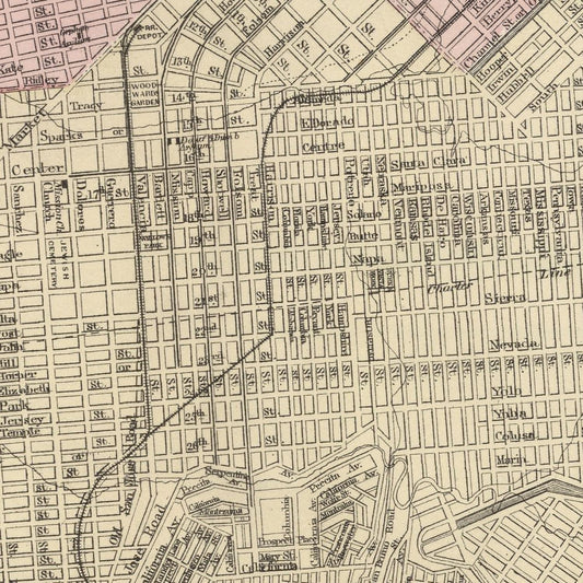 Vintage Map of San Francisco, California, 1874
