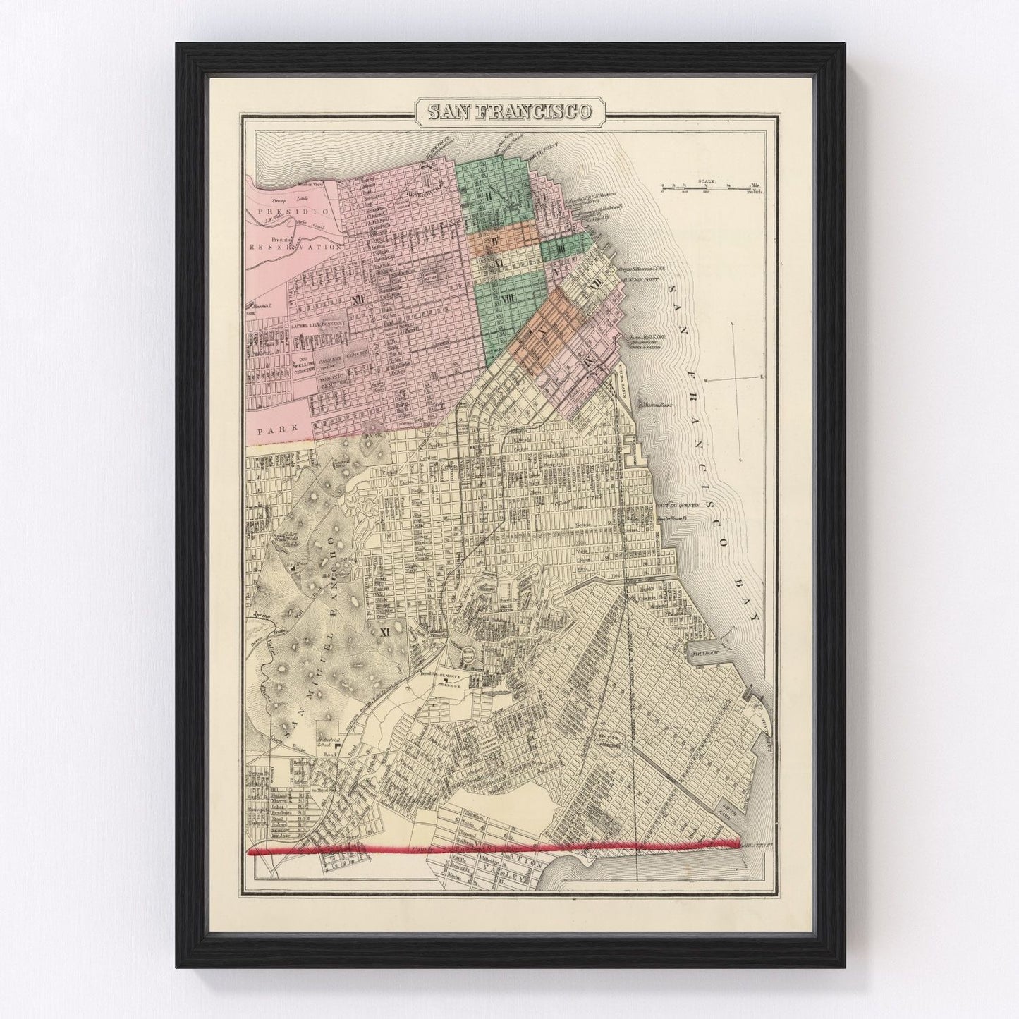 vintage map of San Francisco, California, 1874