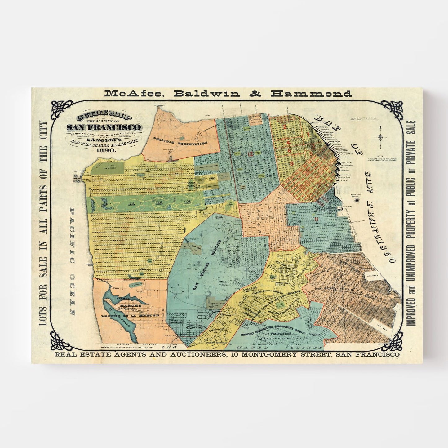 Vintage Map of San Francisco, California, 1890