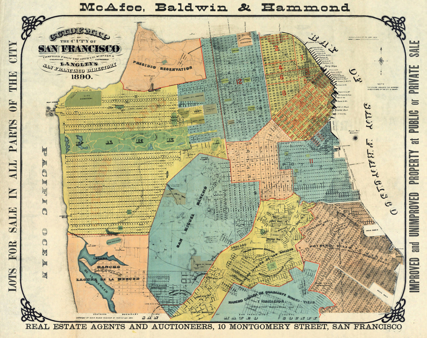 Vintage Map of San Francisco, California, 1890