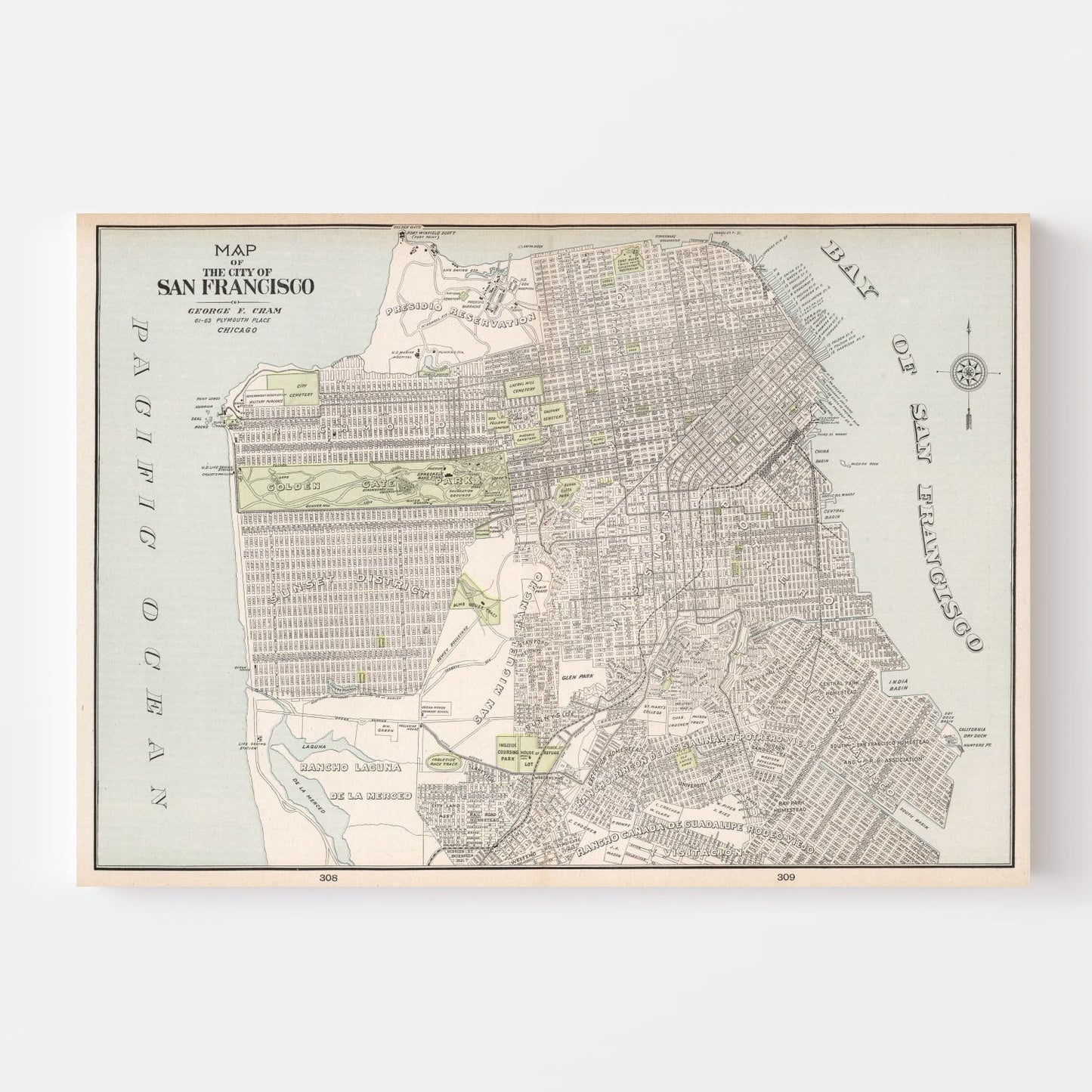 Vintage Map of San Francisco, California, 1901