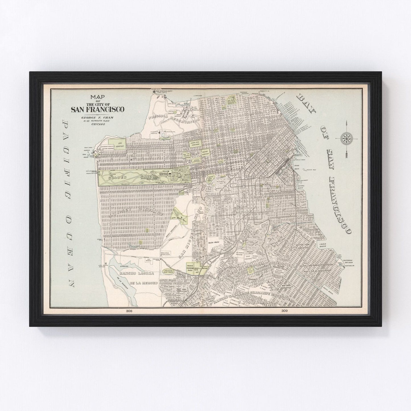 vintage map of San Francisco, California, 1901