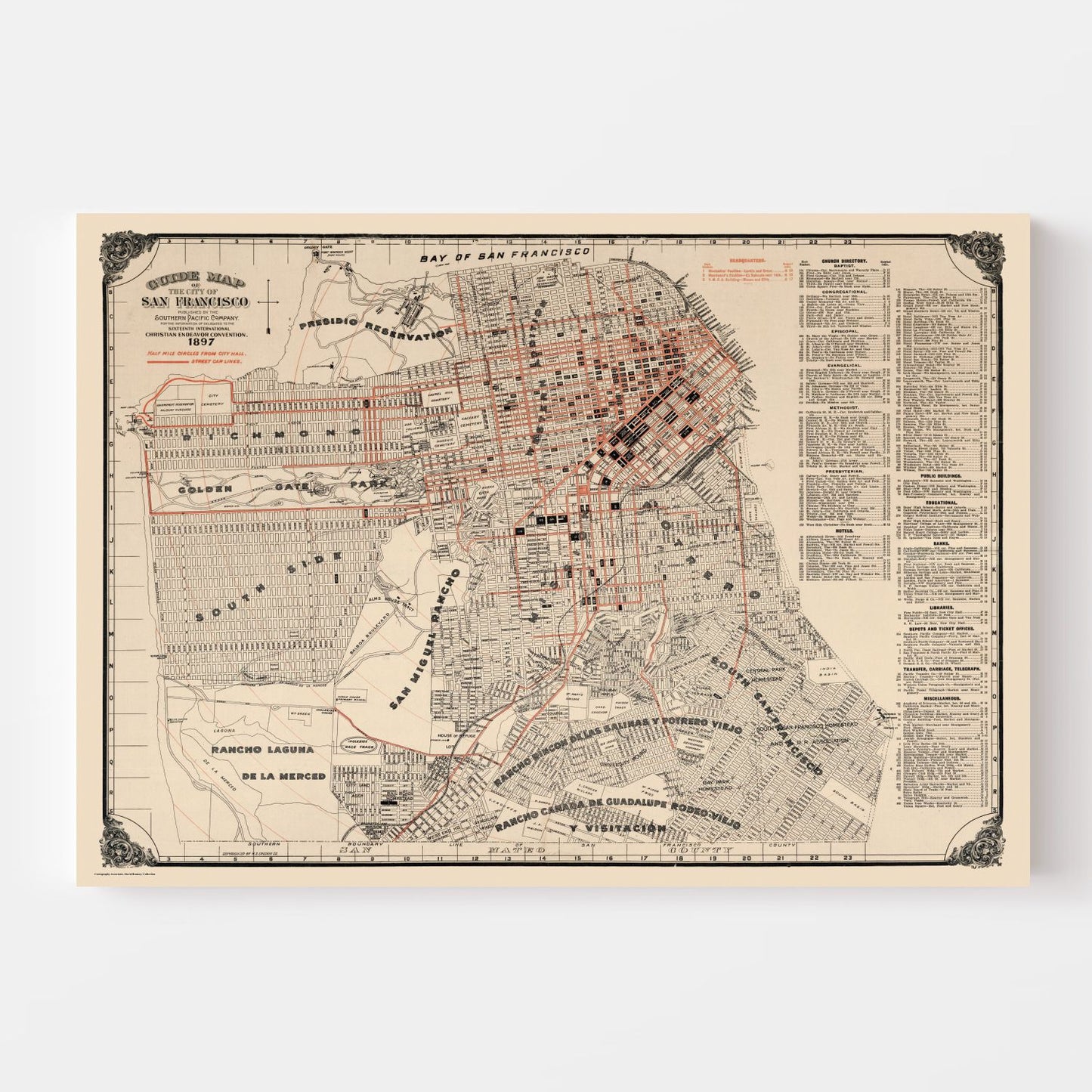 Vintage Map of San Francisco, California, 1897