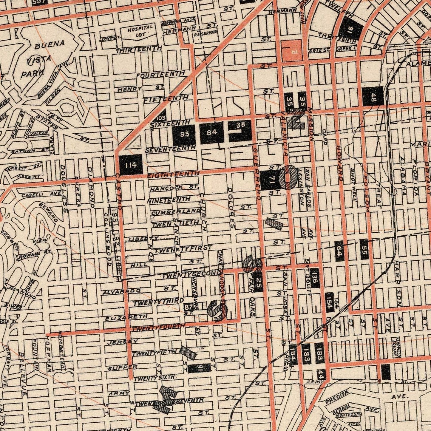Vintage Map of San Francisco, California, 1897