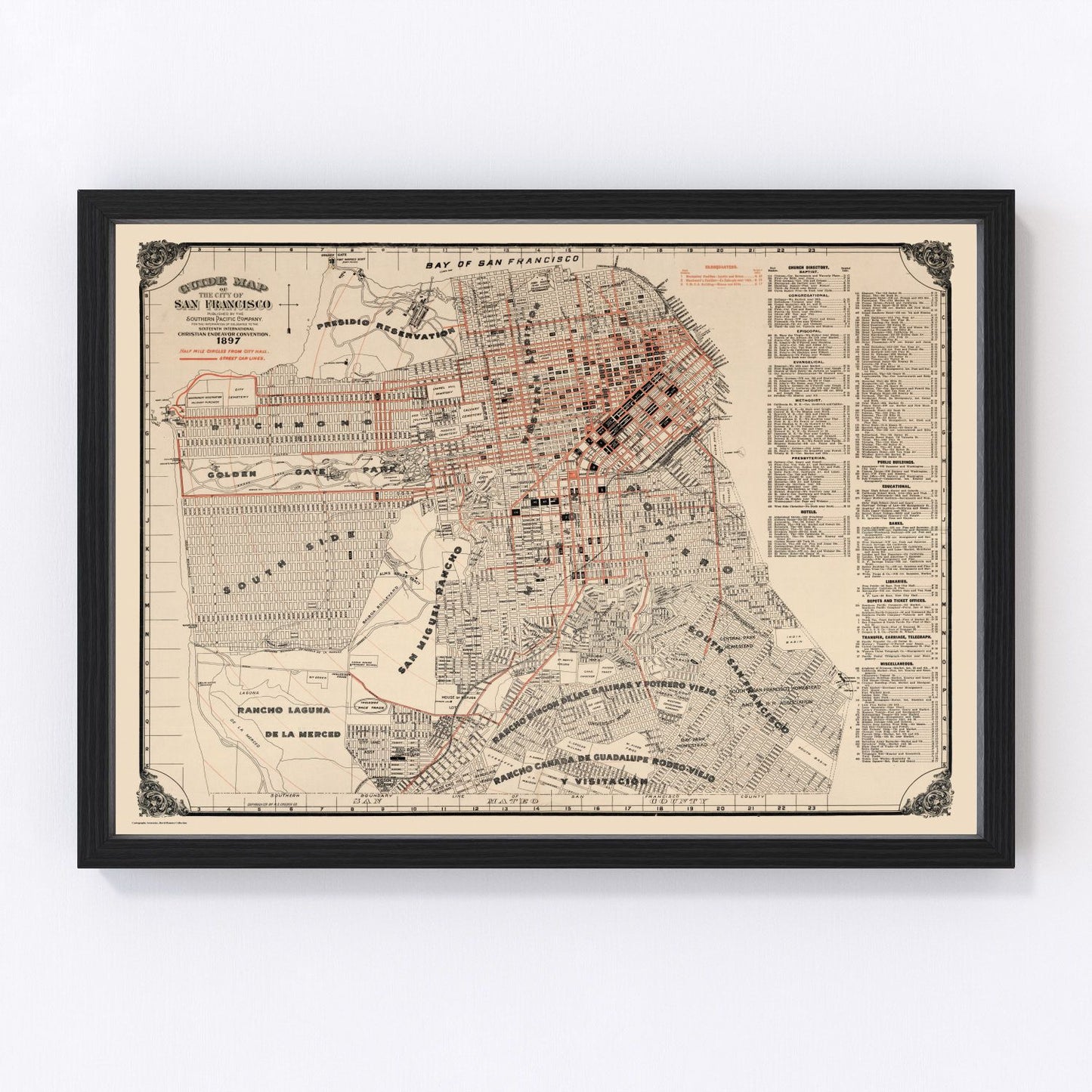 vintage map of San Francisco, California, 1897