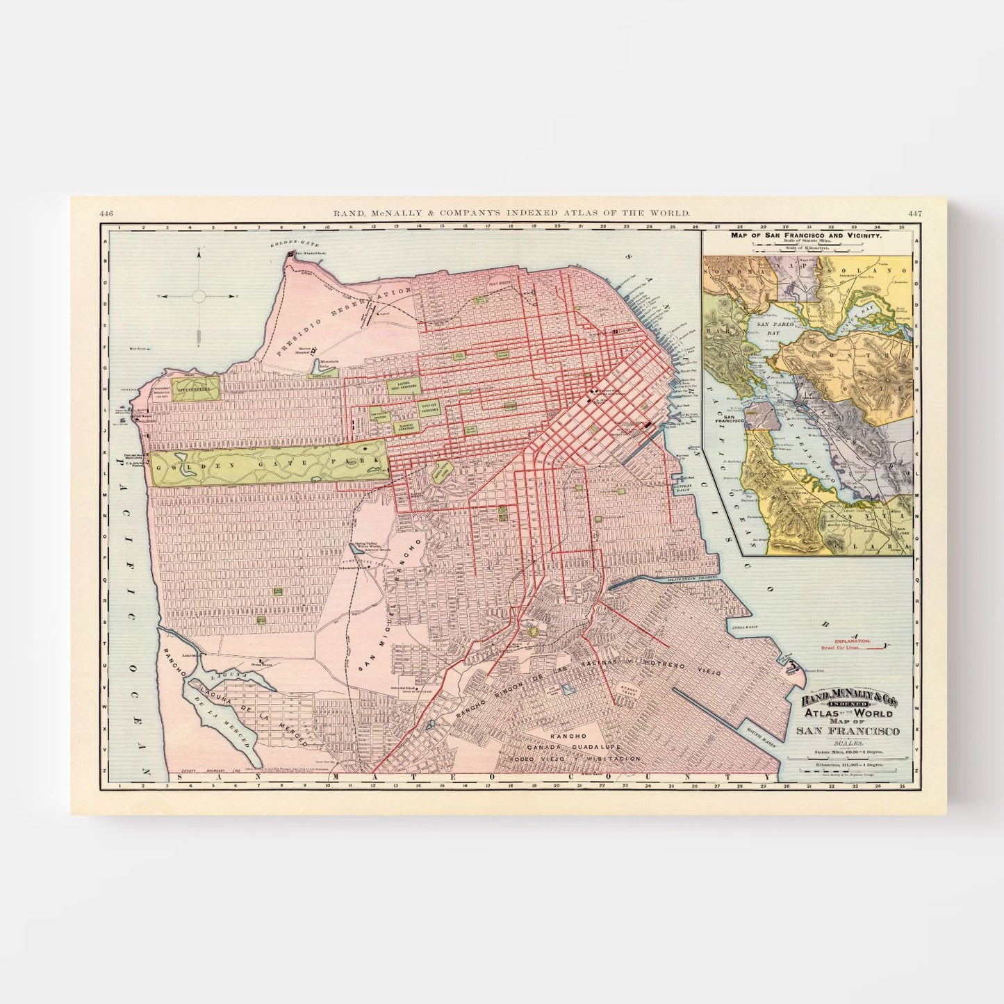 Vintage Map of San Francisco, California, 1897