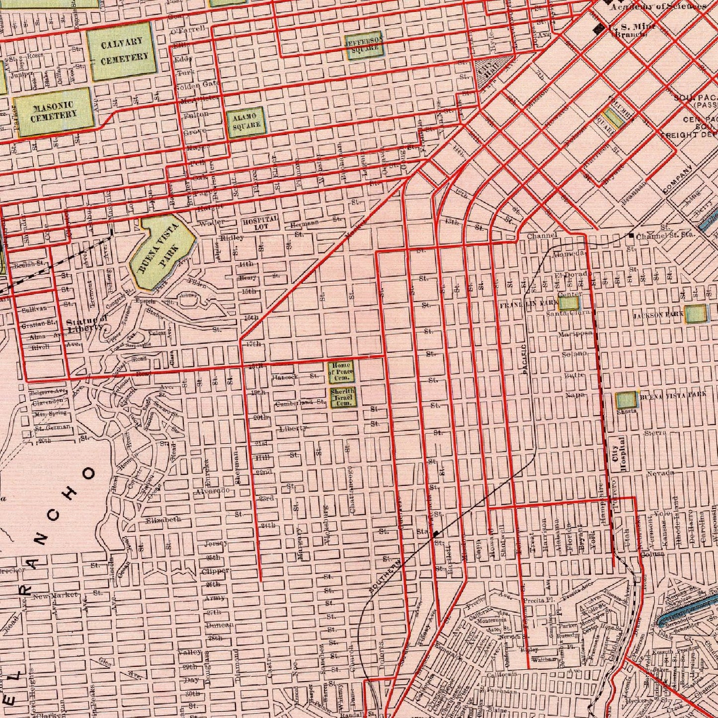 Vintage Map of San Francisco, California, 1897