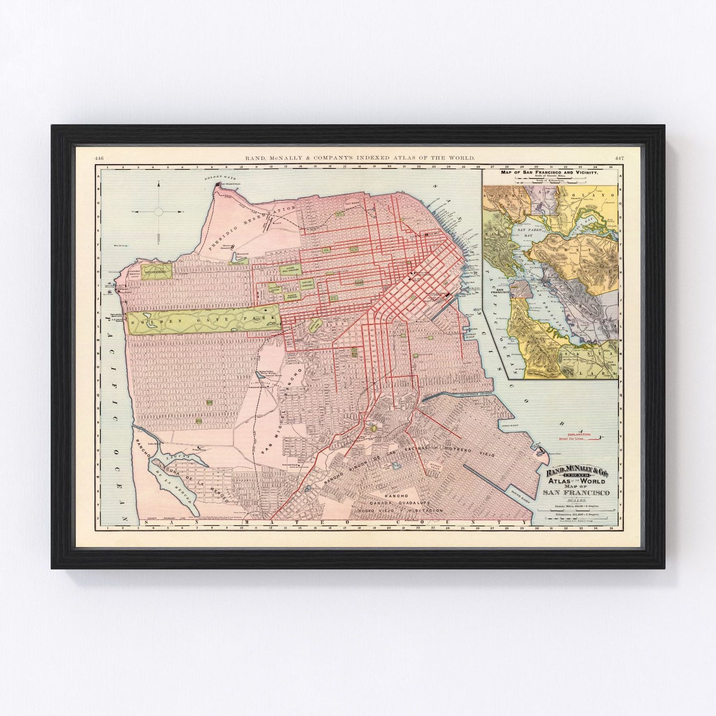 vintage map of San Francisco, California, 1897