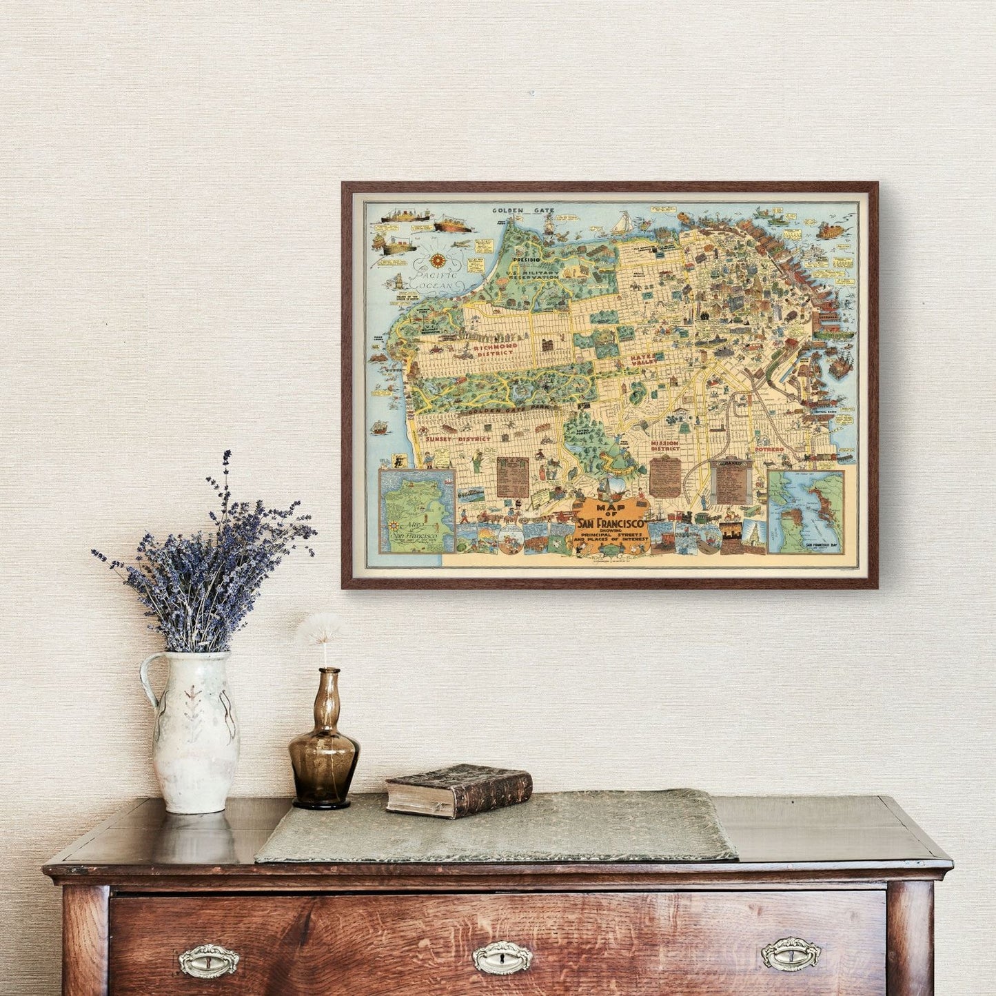 Vintage Map of San Francisco, California, 1927