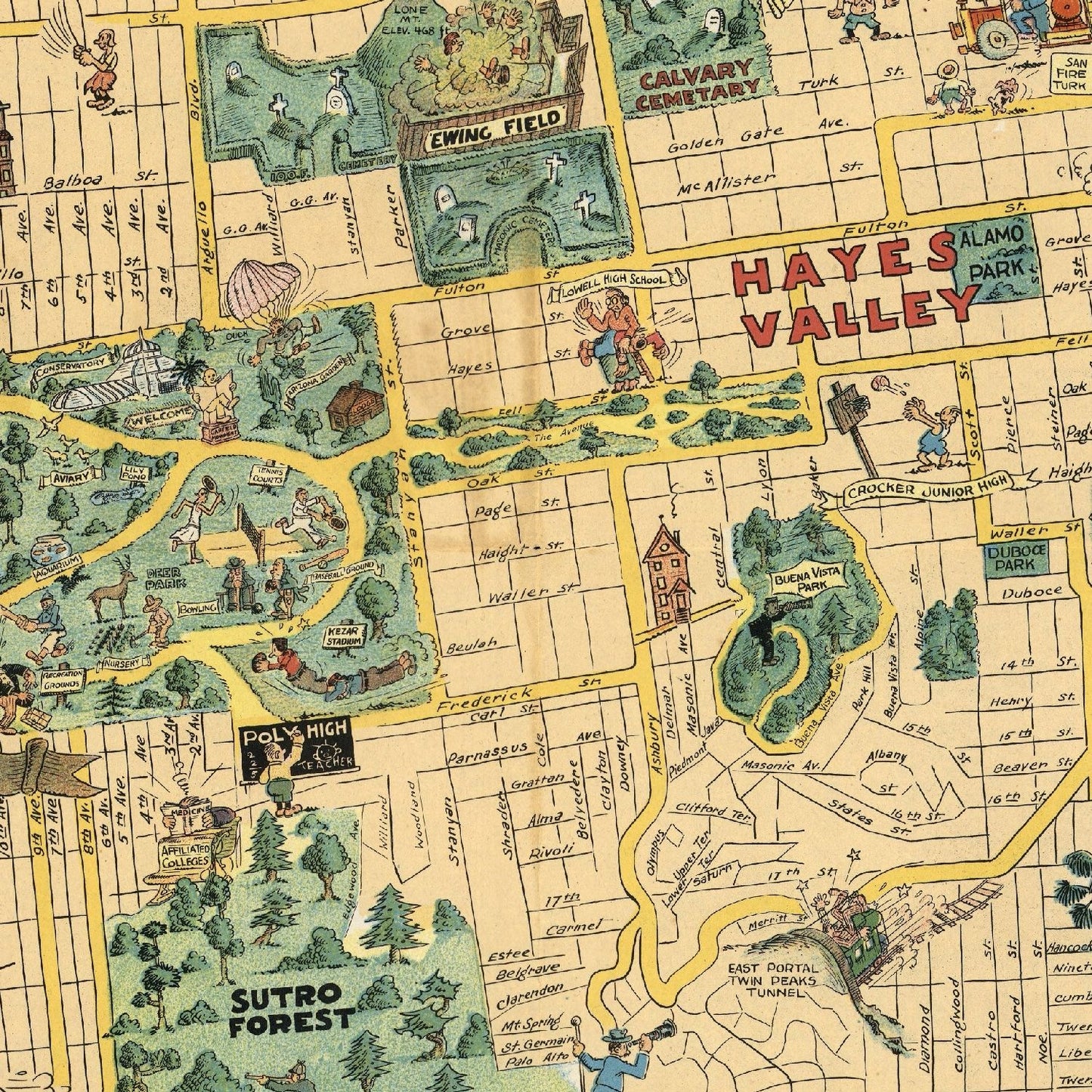 Vintage Map of San Francisco, California, 1927