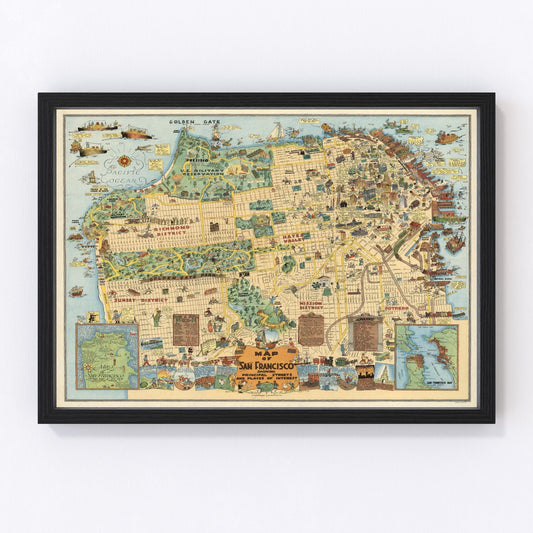 Vintage map of San Francisco, California, 1927