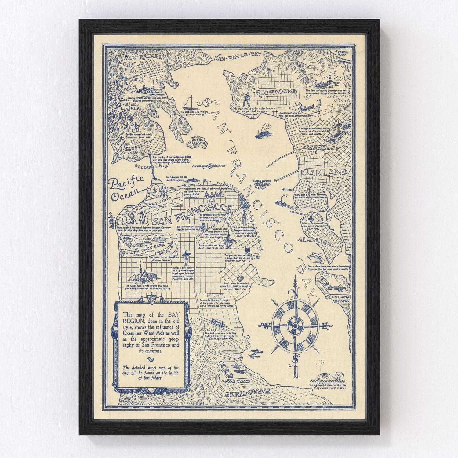 vintage map of San Francisco, California, 1925