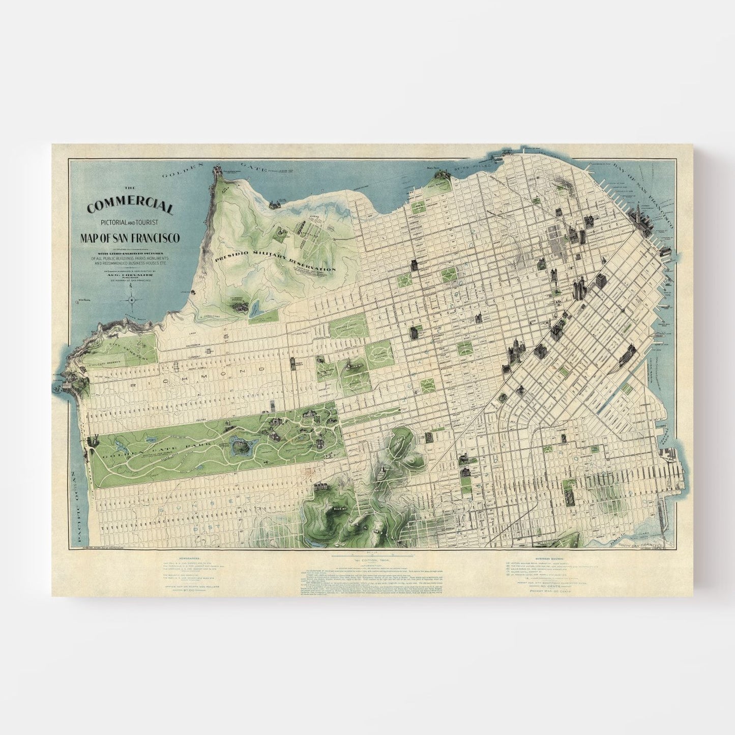 Vintage Map of San Francisco, California, 1904