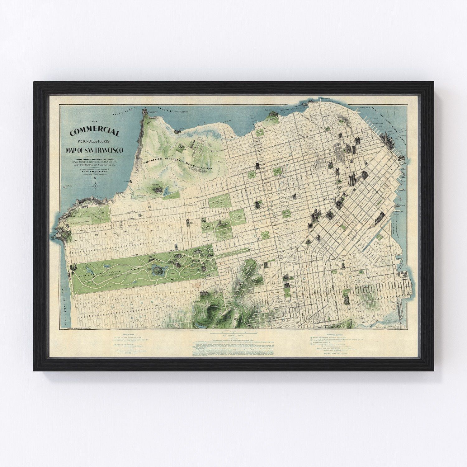 vintage map of San Francisco, California, 1904