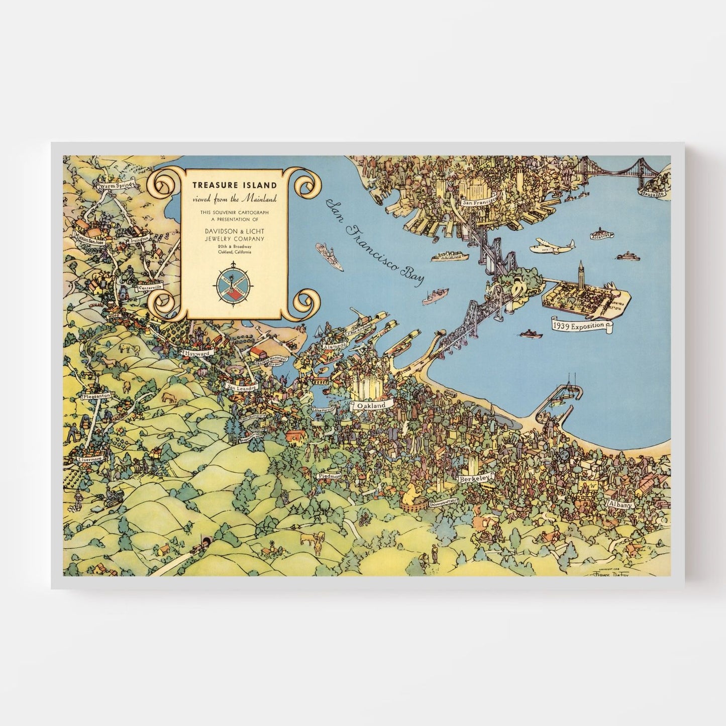 Vintage Map of San Francisco, California, 1938
