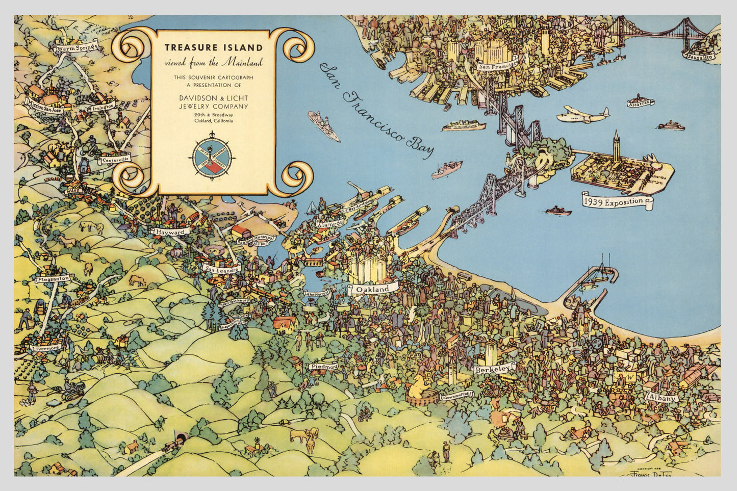 Vintage Map of San Francisco, California, 1938