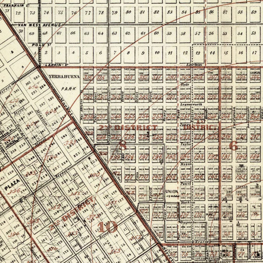 Vintage Map of San Francisco, California, 1866