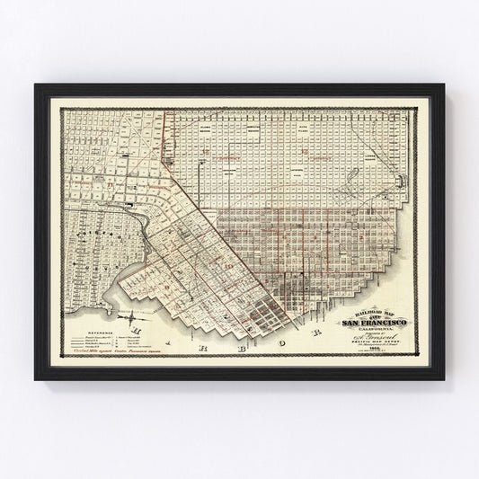 vintage map of San Francisco, California, 1866