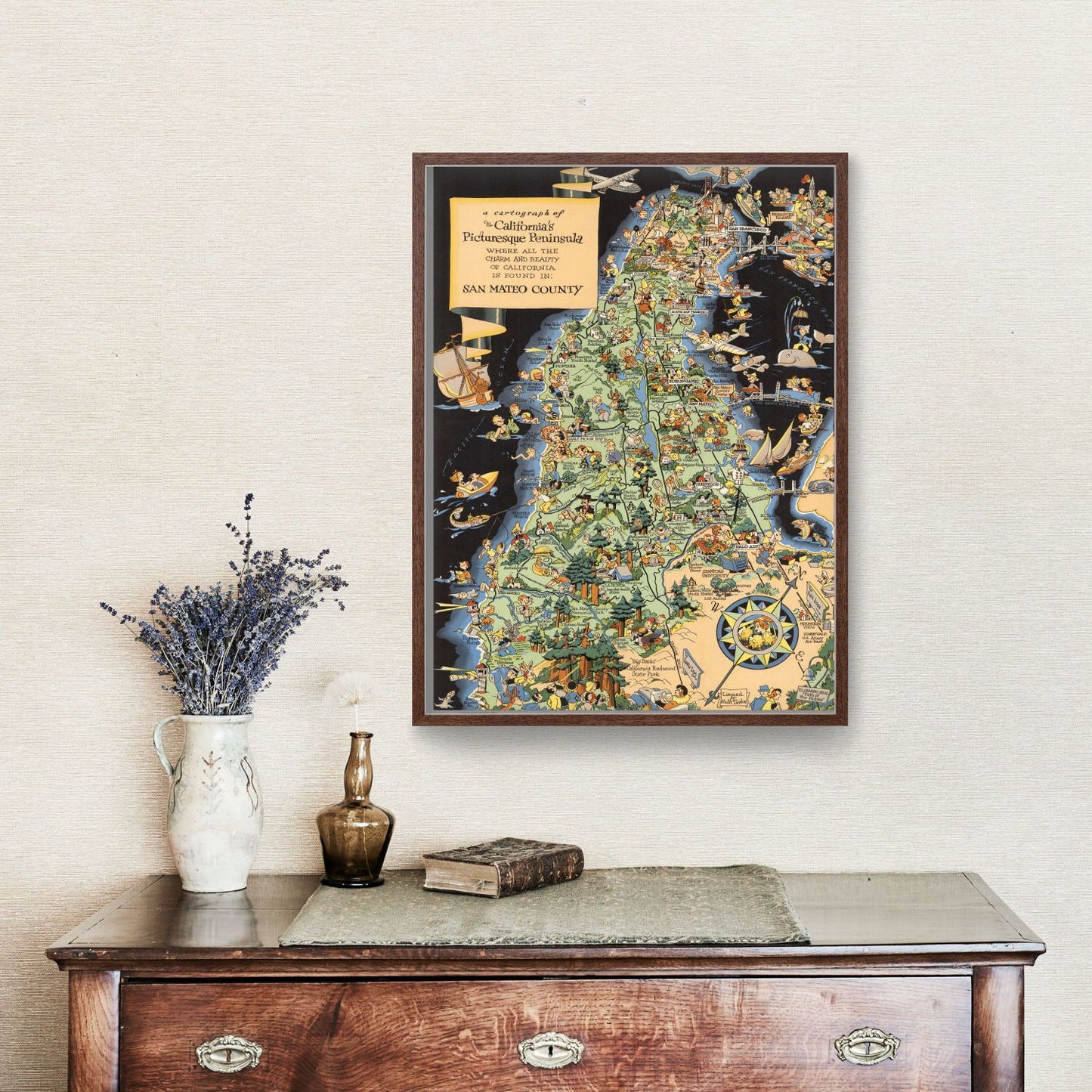 Vintage Map of San Francisco, California, 1940