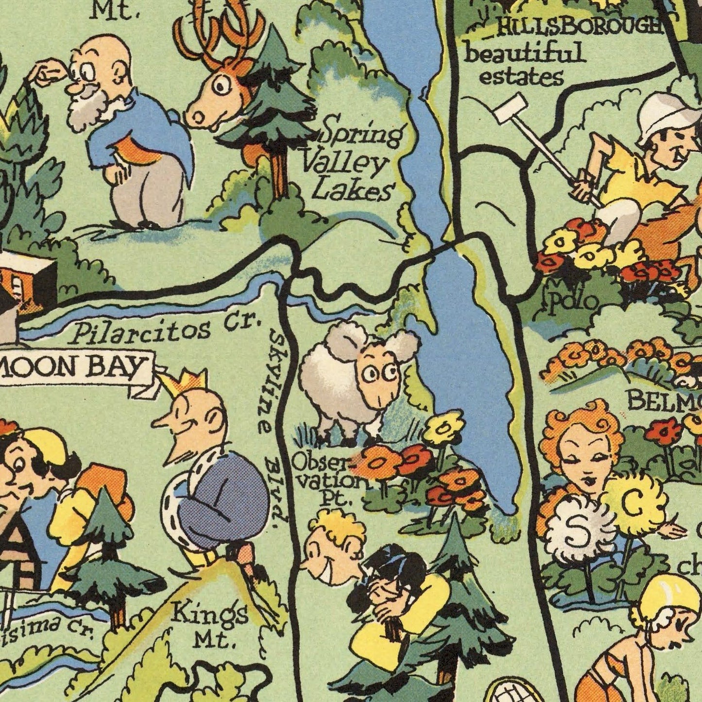 Vintage Map of San Francisco, California, 1940