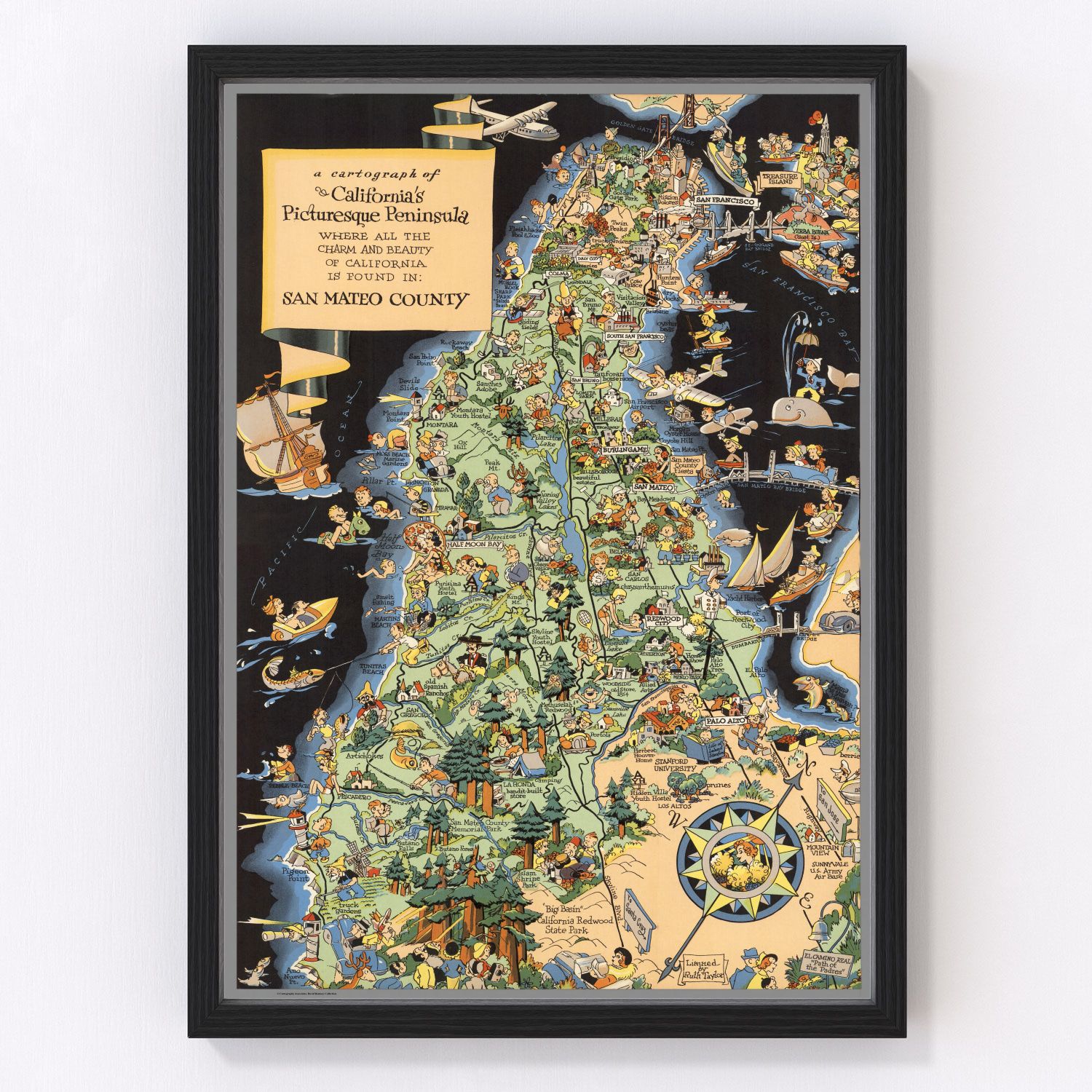 Vintage map of San Francisco, California, 1940