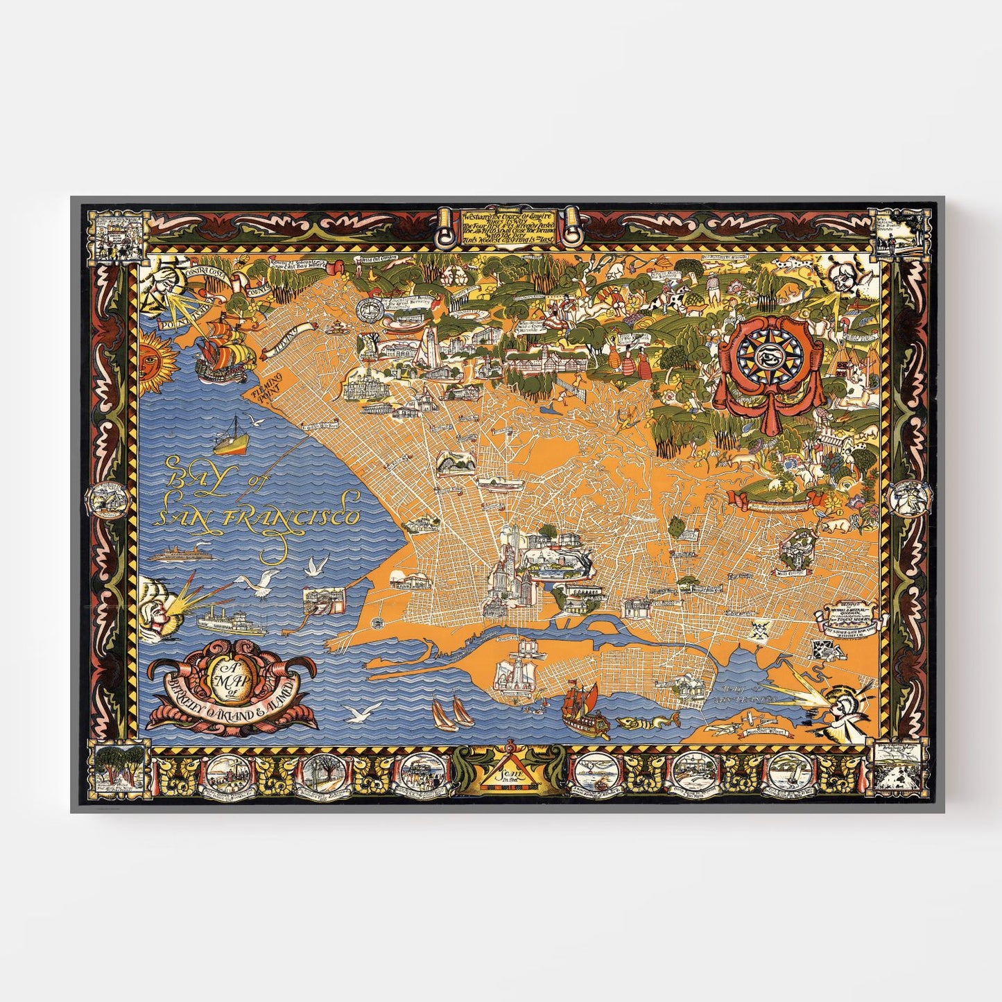Vintage Map of San Francisco, California, 1930