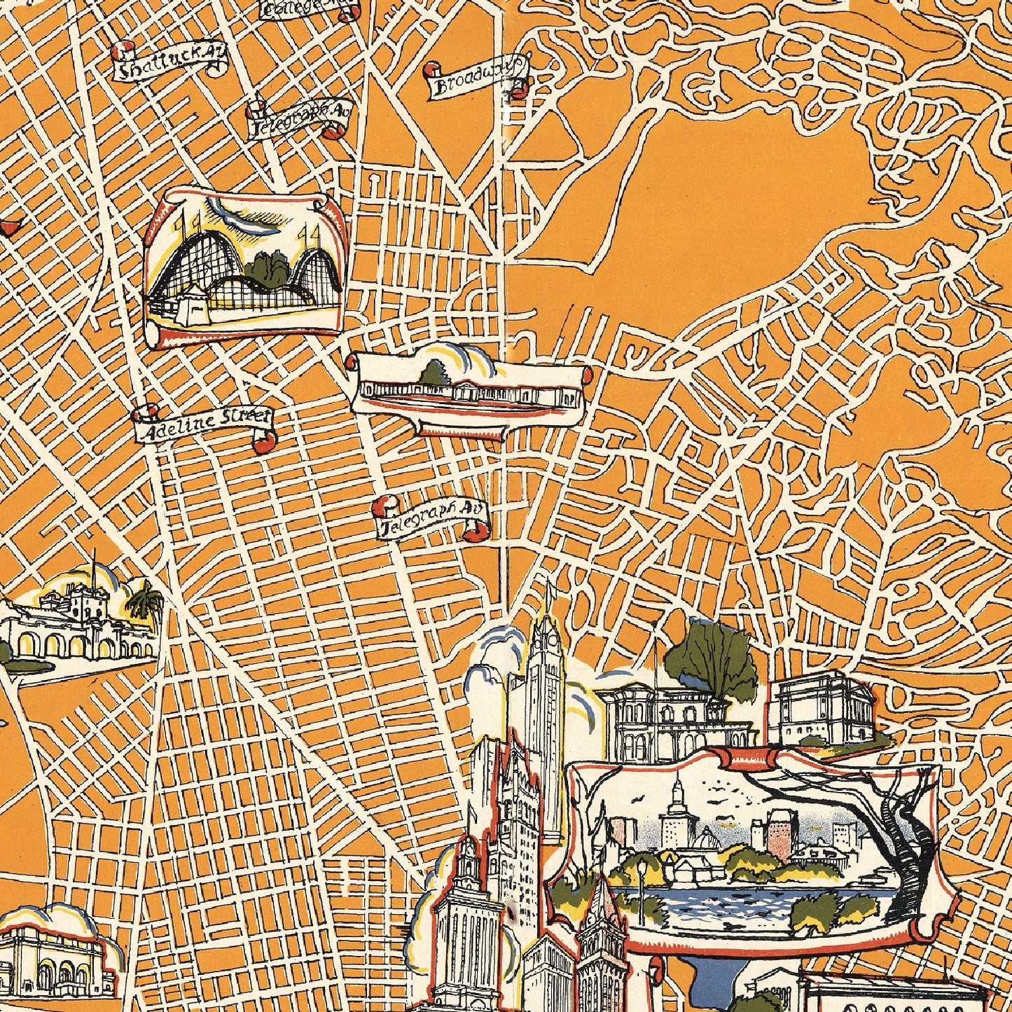 Vintage Map of San Francisco, California, 1930