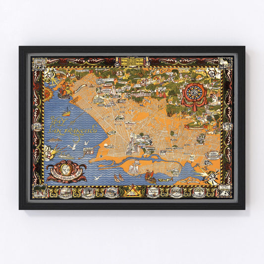 vintage map of San Francisco, California, 1930