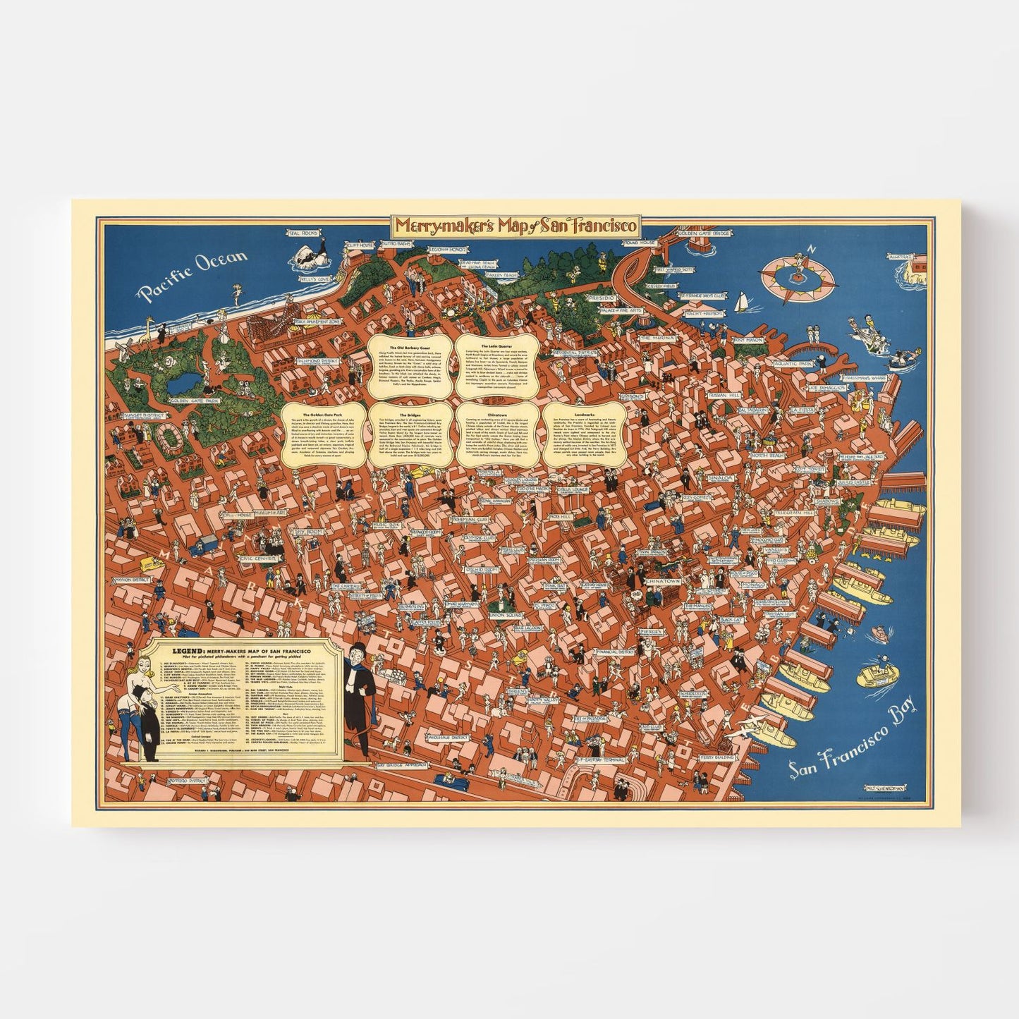 Vintage Map of San Francisco, California, 1940 II