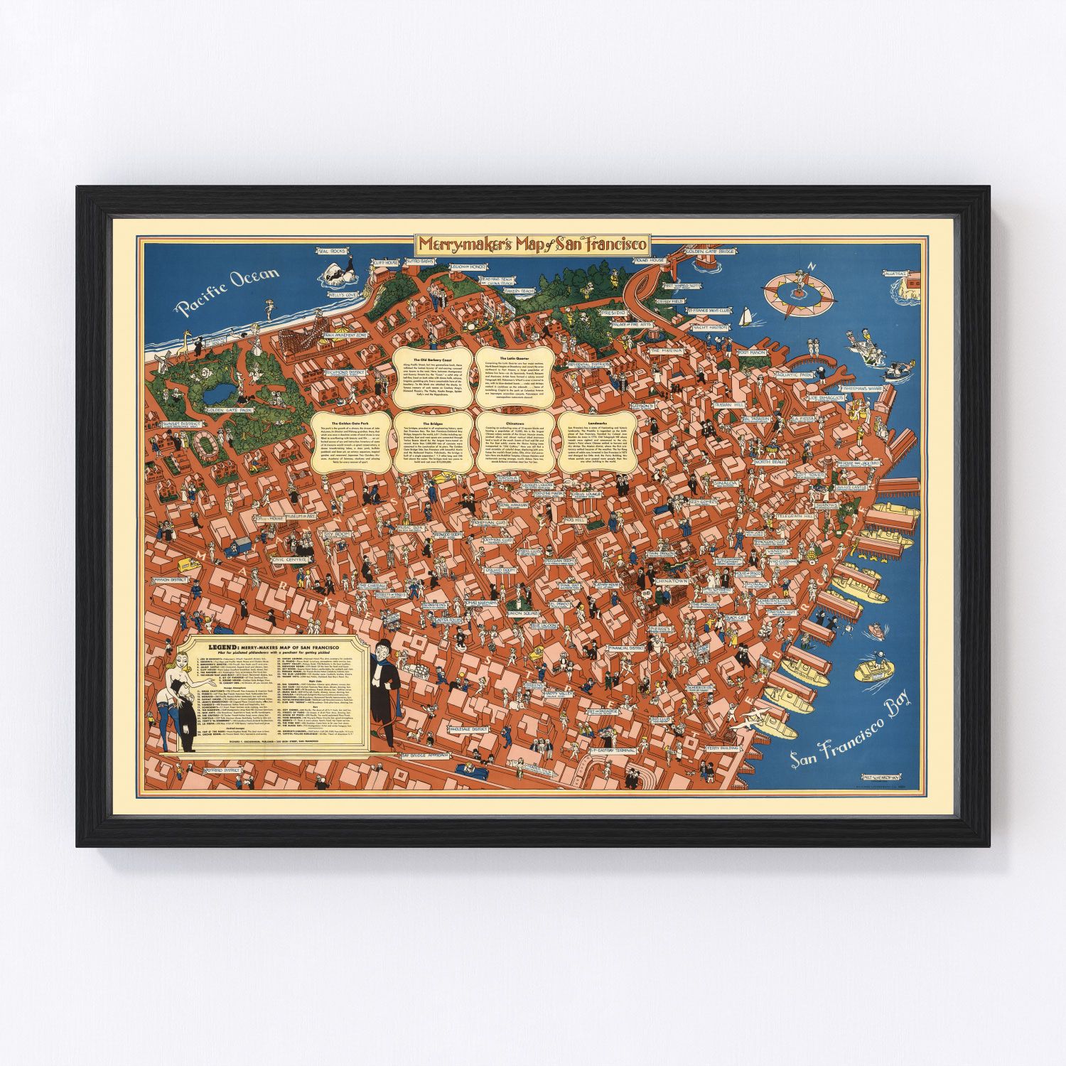 vintage map of San Francisco, California, 1940