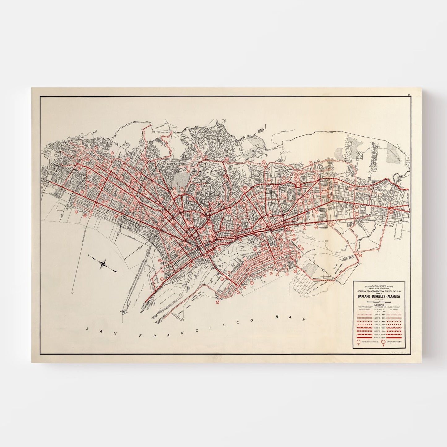 Vintage Map of San Francisco, California, 1935