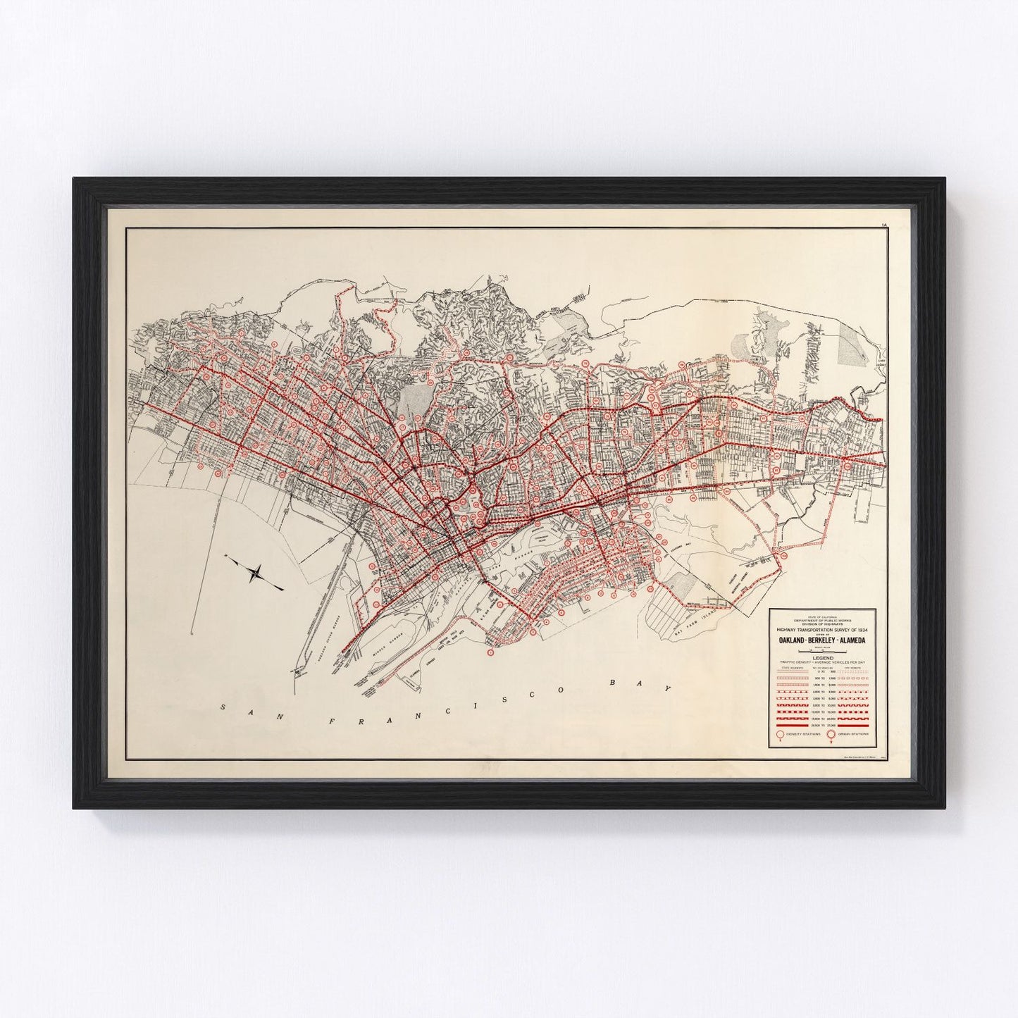 vintage map of San Francisco, California, 1935