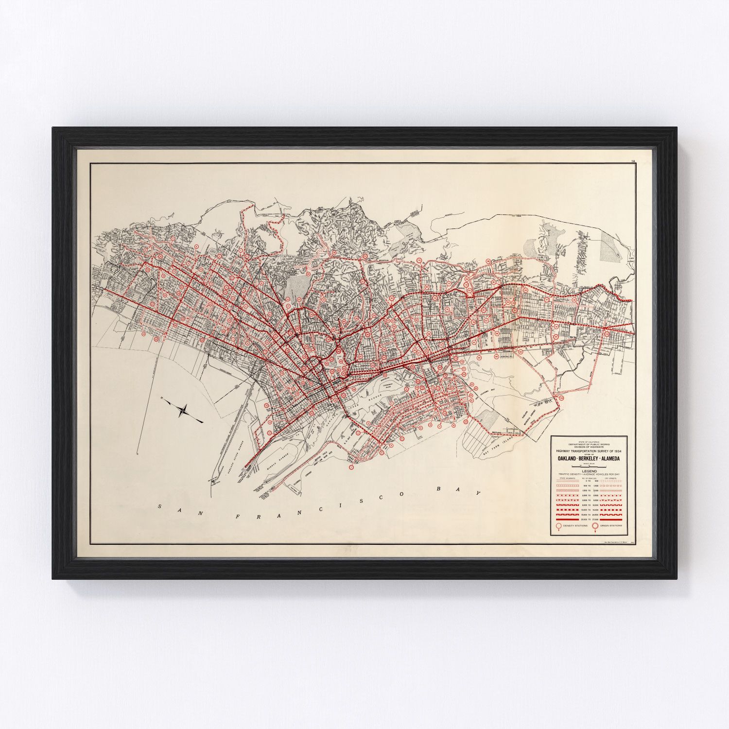 vintage map of San Francisco, California, 1935