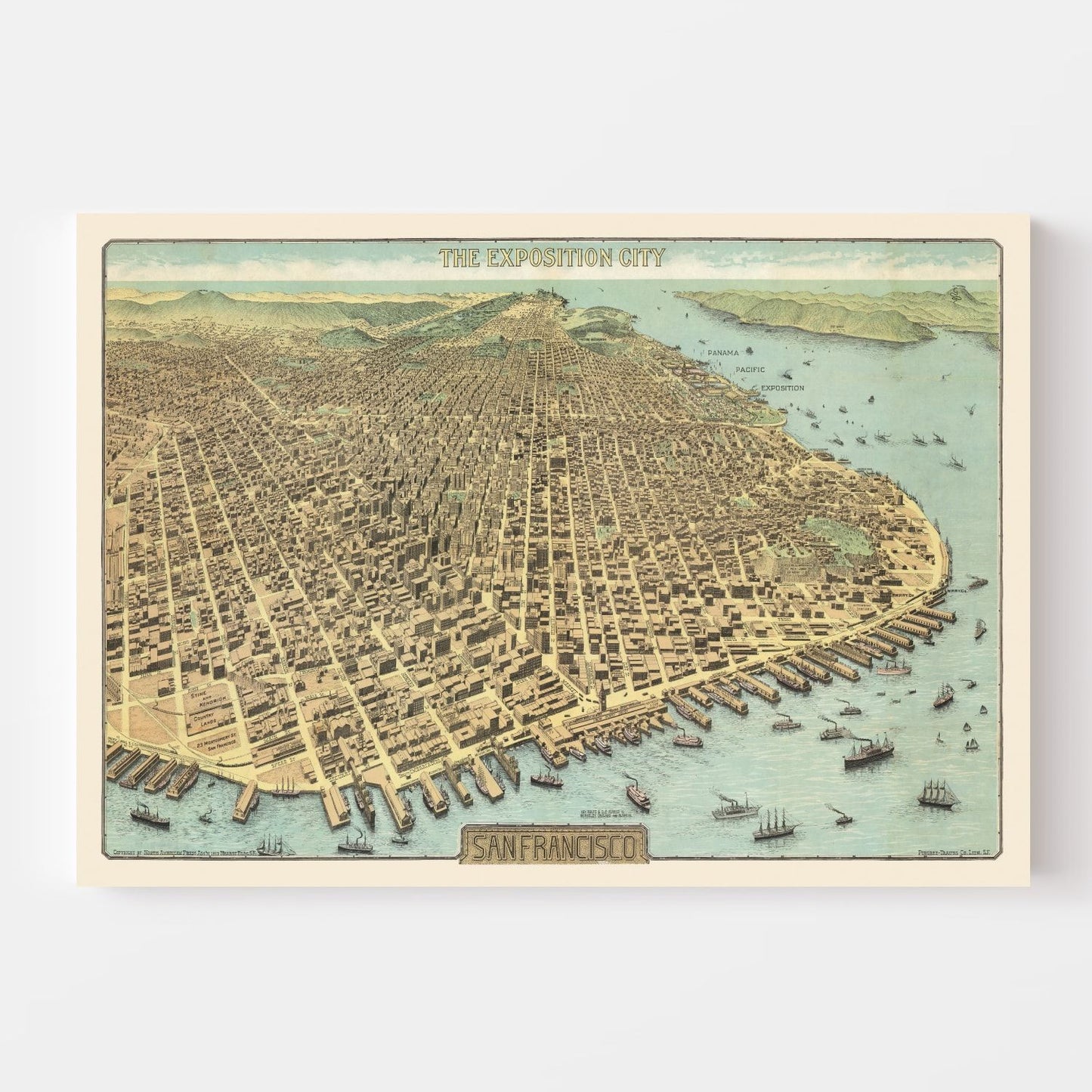 Vintage Map of San Francisco, California, 1913