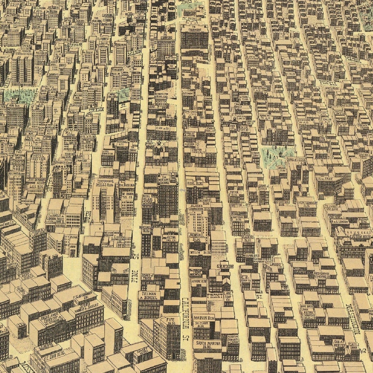 Vintage Map of San Francisco, California, 1913