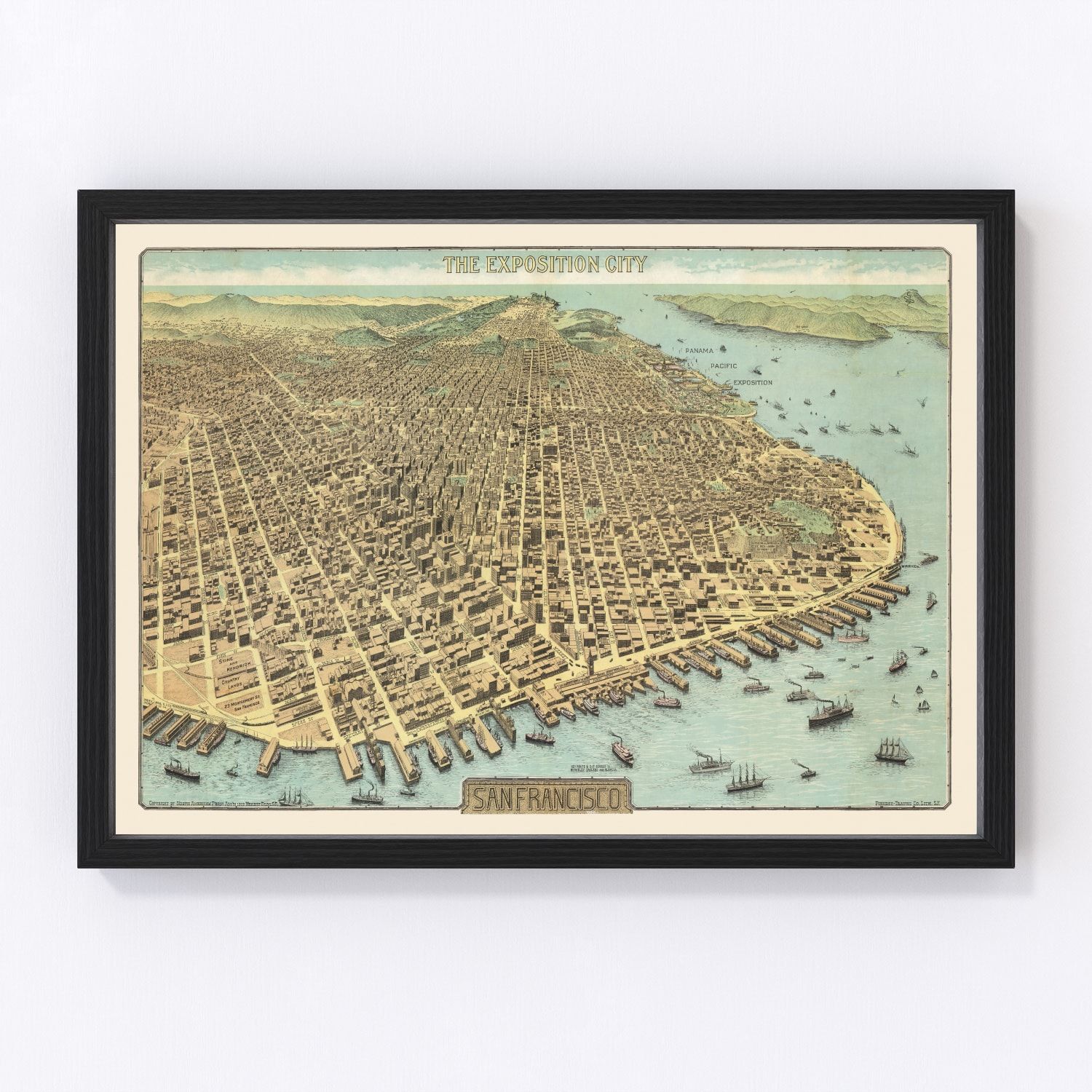 Vintage map of San Francisco, California, 1913