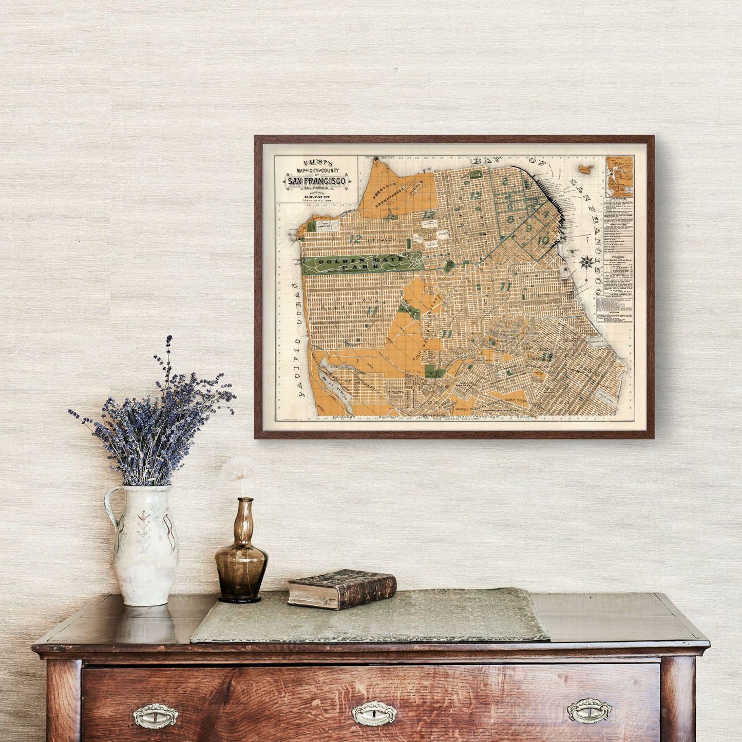 Vintage Map of San Francisco, California, 1894