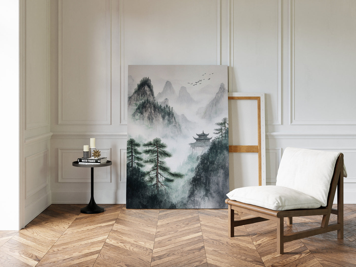 Misty Mountain Zen Wall Art Print - Chinese Ink Landscape