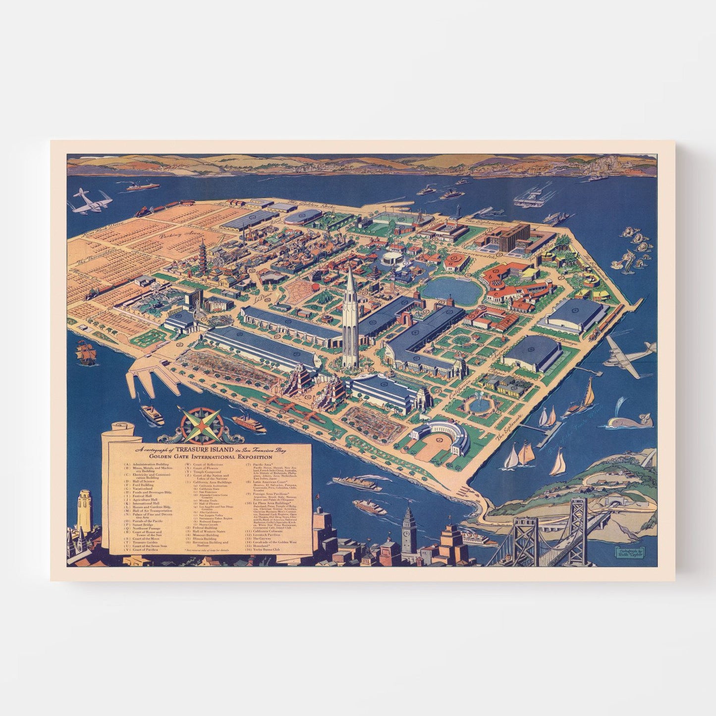 Vintage Map of San Francisco, California, 1939 III