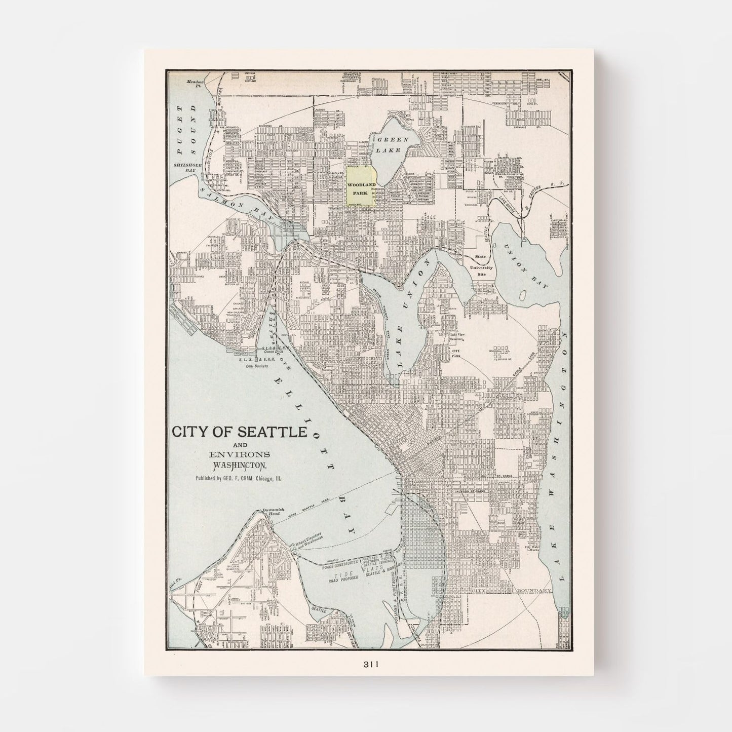 Vintage Map of Seattle, Washington, 1901