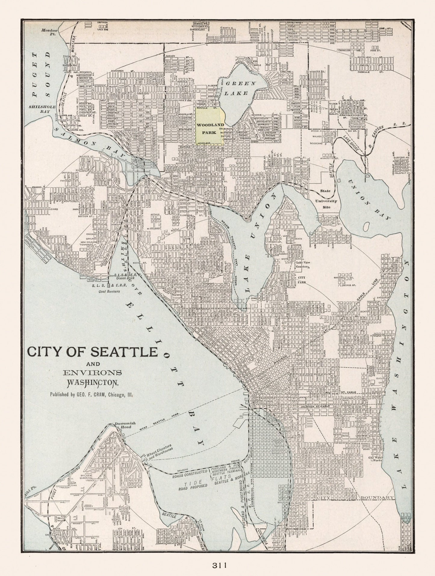 Vintage Map of Seattle, Washington, 1901
