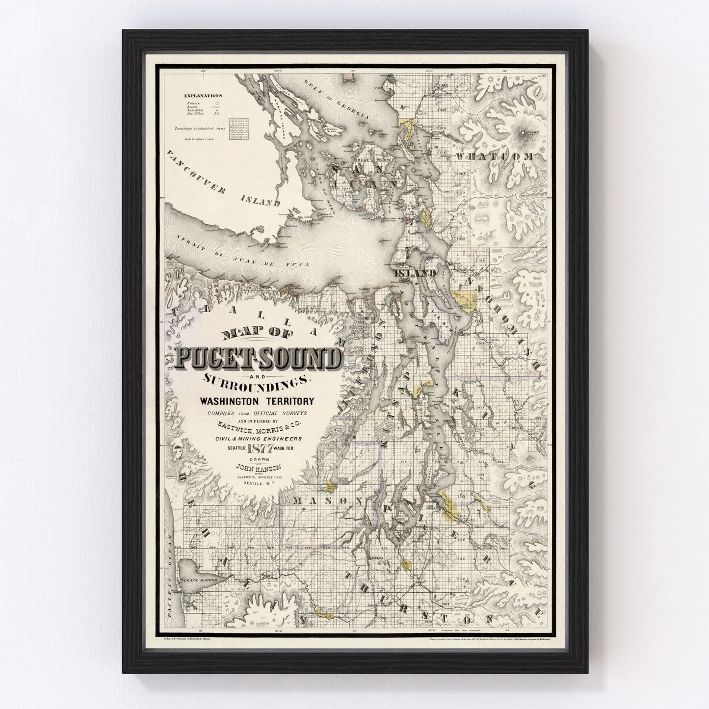 vintage map of Seattle, Washington, 1877