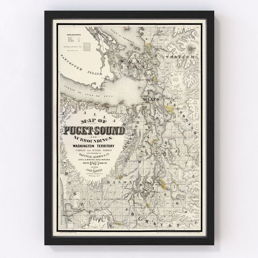 vintage map of Seattle, Washington, 1877